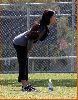 Kim Kardashian working out some morning stretches on April 20th 2008