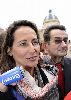 Segolene Royal : talking to jouranlists with senator Gerard Miquel