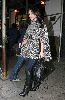 kim kardashian wearing a black and white printed coat in New York on October 31st, 2008