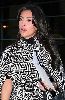 kim kardashian wearing a black and white printed coat in New York on October 31st, 2008