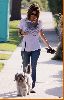 Rachel Bilson out in jeans walking the dog