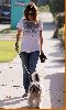 Rachel Bilson out in jeans walking the dog