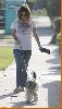 Rachel Bilson out in jeans walking the dog