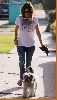 Rachel Bilson out in jeans walking the dog