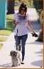 Rachel Bilson out in jeans walking the dog