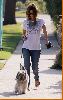 Rachel Bilson out in jeans walking the dog