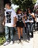 adrienne bailon and Kourtney kardashian wearing Vote For Kim tshirts on September 14th 2008 for dancing with the stars TEAM KARDASHIAN campaign