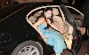 Haifa Wehbe : getting out of her car to meet her fans before entering the hotel for a party