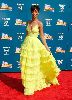 Rihanna : rihanna in a perfect light yellow dress on the red carpet of the 2008 bet awards