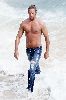 Josh Holloway : Josh bare chest while shooting a Davidoff s  Cool Water  ad in warm waters of the ocean