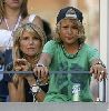 Christy Brinkley with her son Jack during the semi-final match between Rafael Nadal and Andy Murray at the tennis tournament on September 7th, 2008