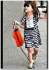 Suri Cruise : walking down the street in her Navy Striped Dress