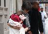 Suri Cruise : Katie Holmes and Suri Cruise leave their apartment and go to work. Suri is holding her stuffed bunny