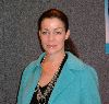 Claudia Christian : Claudia Christian in a light blue double chest coat