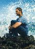 Josh Holloway : sitting at a rock in the middle of the Hawai ocean where is currently living with his wife to shoot the LOST drama TV show