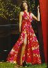 Azra Akin : wearing a glam floral red dress