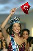 Azra Akin smiling after she became Miss Turkey and then Miss world 2002