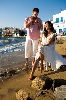 Azra Akin with her fiance Kivanc Tatlitug at the beach