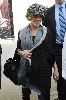 pink : wearing a large gray textured hat as she leaves the Alexander McQueen store in New York City, October 2008