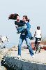 Songul Oden having fun on the beach with Kivanc Tatlitug