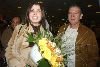 Nancy Ajram with flowers from fans