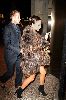 VICTORIA BECKHAM : arriving at Nobu restaurant on November 2008 with David Beckham wearing a stylish brown fur jacket and a high heel black shoe