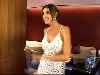 Lisa Snowdon wearing a v-open chest white dress