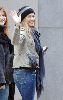 Jennifer Aniston waving to the camera as she shops in Vancouver, Canada