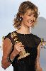 Laura Dern holds her Golden Globe Award for winning Best Performance by an Actress in a Supporting Role in a Series, Mini-Series or Motion Picture Made for Television