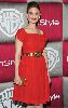 Emily Deschanel : wearing a beautiful red dress at the InStyle Warner Bros. after party for the 66th Annual Golden Globe Awards held at the Oasis Court at the Beverly Hilton Hotel on January 11th 2009