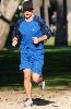 Jake Gyllenhaal running with his his personal trainer on Wednesday in Santa Monica, California 14th of January 2009