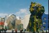 Cities Europe Spain : The Pup, a flower sculpture, and the new Guggenheim Museum in Bilbao.