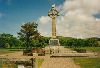 Cities Europe The United Kingdom : A Celtic cross at Tynwald