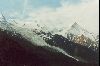 Cities Europe France : The Glacier de Bossons creeps down the mountain slopes toward the valley.