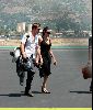 Angelina Jolie and Brad Pitt picture as they are on the runway of Burbank airport on August 26th 2006