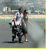 Angelina Jolie and Brad Pitt picture as they are on the runway of Burbank airport on August 26th 2006