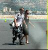 Angelina Jolie and Brad Pitt picture as they are on the runway of Burbank airport on August 26th 2006